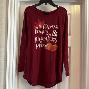 Woman’s Modern Canvas maroon fall print shirt, Size S , NWOT